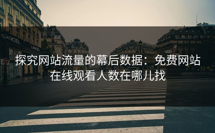 探究网站流量的幕后数据：免费网站在线观看人数在哪儿找