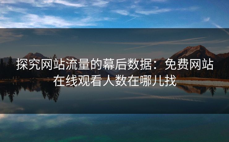 探究网站流量的幕后数据：免费网站在线观看人数在哪儿找