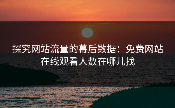 探究网站流量的幕后数据：免费网站在线观看人数在哪儿找