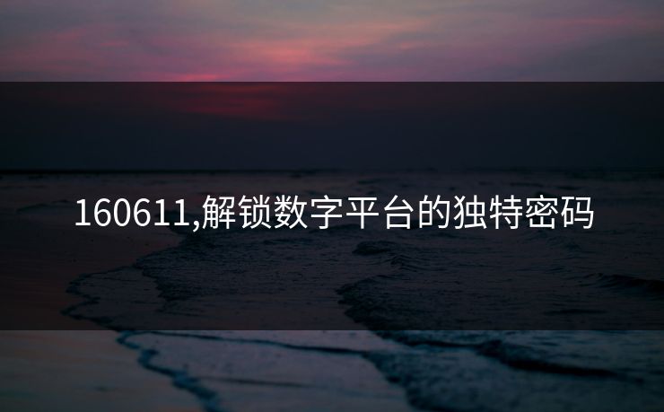 160611,解锁数字平台的独特密码 160611,解锁数字平台的独特密码