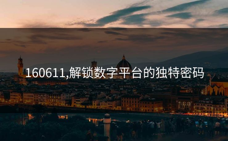 160611,解锁数字平台的独特密码 160611,解锁数字平台的独特密码