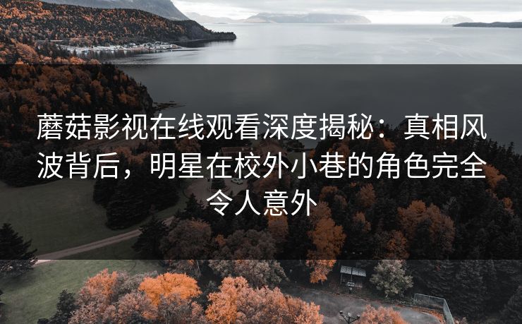 蘑菇影视在线观看深度揭秘：真相风波背后，明星在校外小巷的角色完全令人意外
