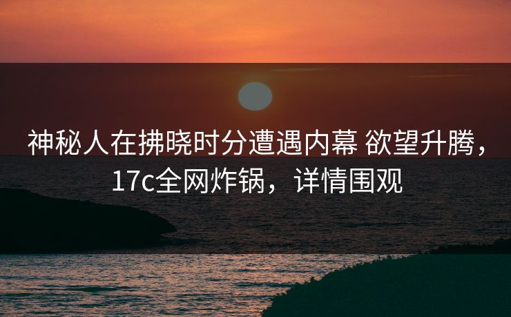 神秘人在拂晓时分遭遇内幕 欲望升腾，17c全网炸锅，详情围观