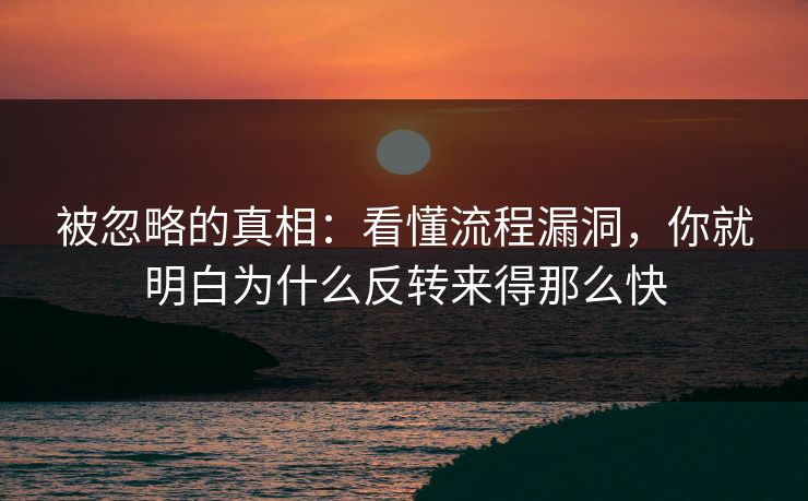 被忽略的真相：看懂流程漏洞，你就明白为什么反转来得那么快