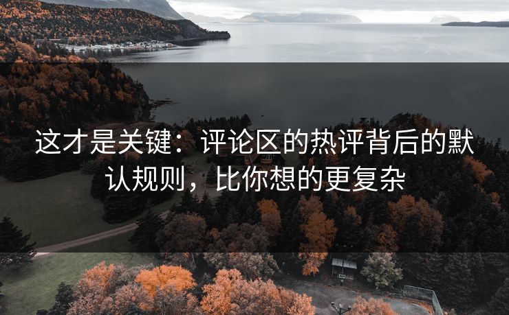 这才是关键：评论区的热评背后的默认规则，比你想的更复杂