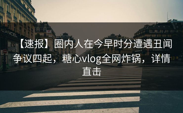 【速报】圈内人在今早时分遭遇丑闻 争议四起，糖心vlog全网炸锅，详情直击